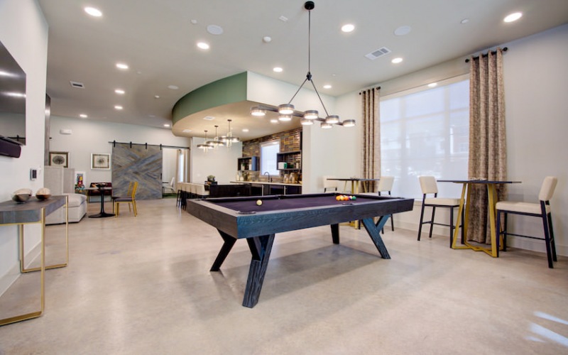 billiards table inside of resident lounge at Sendero Trace